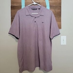 Travis Matthews Short Sleeve Burgandy And Navy Blue Polo Shirt Size Large